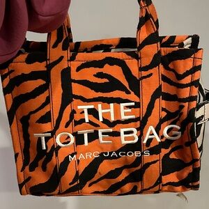 Marc Jacobs Vibrant Orange and Black Tiger Stripe Tote